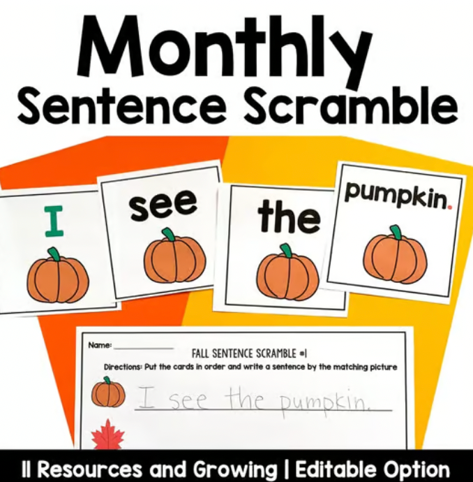 Monthly Sentence Scrambles Growing Bundle