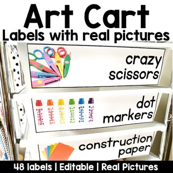 Art Supplies Rolling Cart Labels Real Pictures