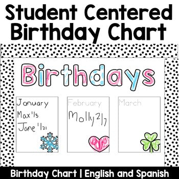 Student Centered Birthday Chart | English and Spanish