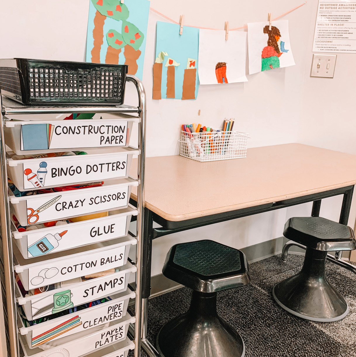 Art Supplies Rolling Cart Labels | Craft Center | Editable