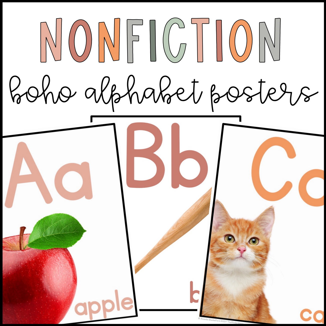 Boho Nonfiction Alphabet Poster with Real Pictures | Orton Gillingham