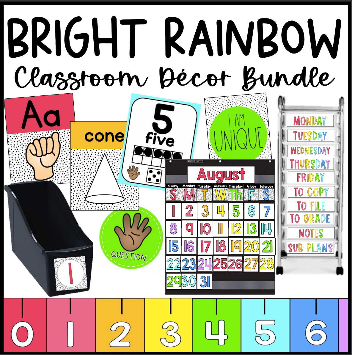 Bright Rainbow Classroom Decor Bundle