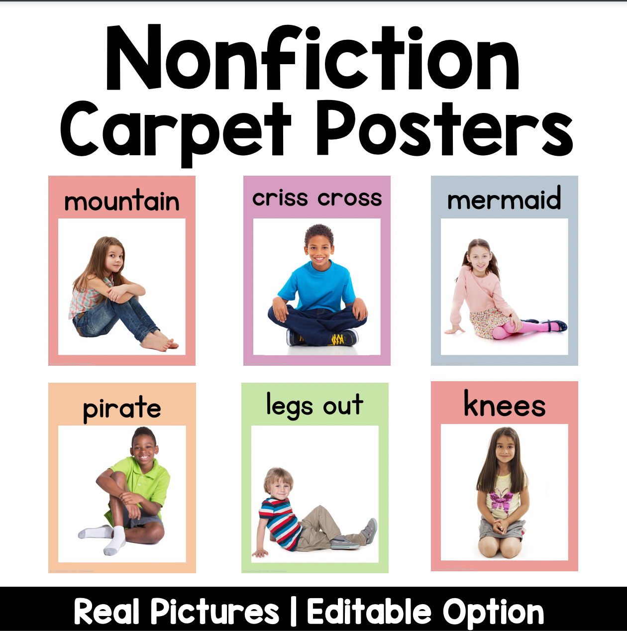 Carpet Posters | Nonfiction | Editable | Pastel Rainbow