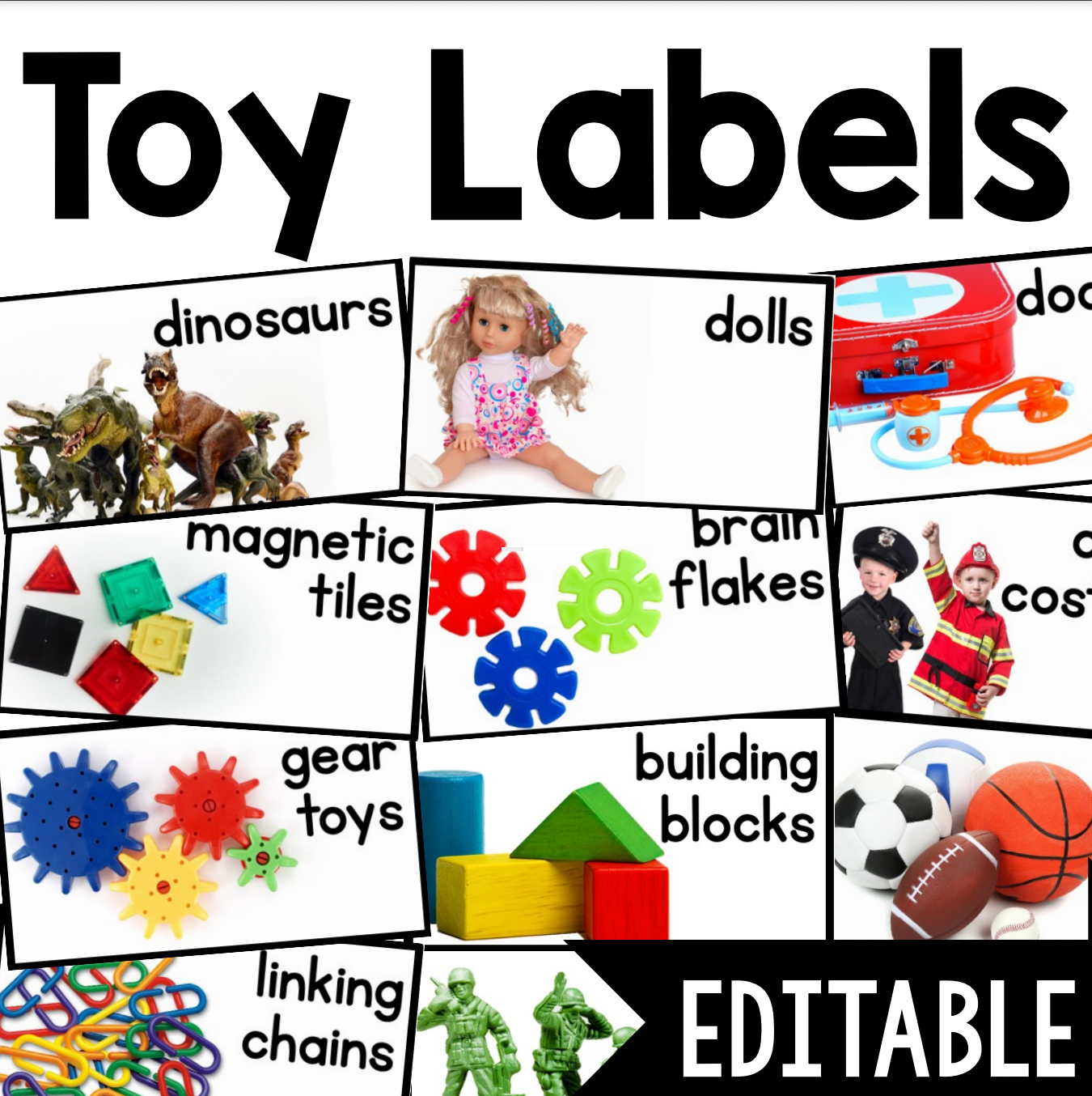 Classroom Toy Labels Real Pictures | Nonfiction | Editable