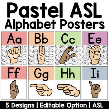 Pastel Rainbow Dalmatian ASL Animal Alphabet Poster | Editable