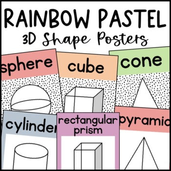 Pastel Rainbow Dalmatian 3D Shape Posters | Classroom Decor