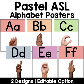 Pastel Rainbow ASL Alphabet Poster | Real Pictures | Nonfiction | Editable