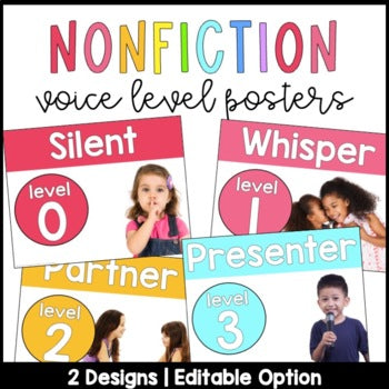 Real Picture Voice Level Chart | Nonfiction | Editable | Bright Rainbow