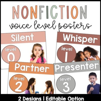 Voice Level Posters Real Pictures | Nonfiction | Editable | Boho