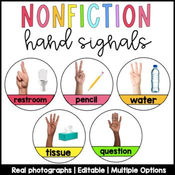 Nonfiction Hand Signals | Real Pictures | Multicultural | Classroom Management