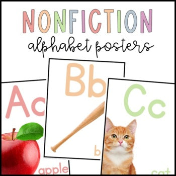 Pastel Rainbow Nonfiction Alphabet Poster with Real Pictures | Orton Gillingham