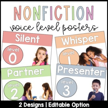 Voice Level Posters Real Pictures | Nonfiction | Editable | Pastel